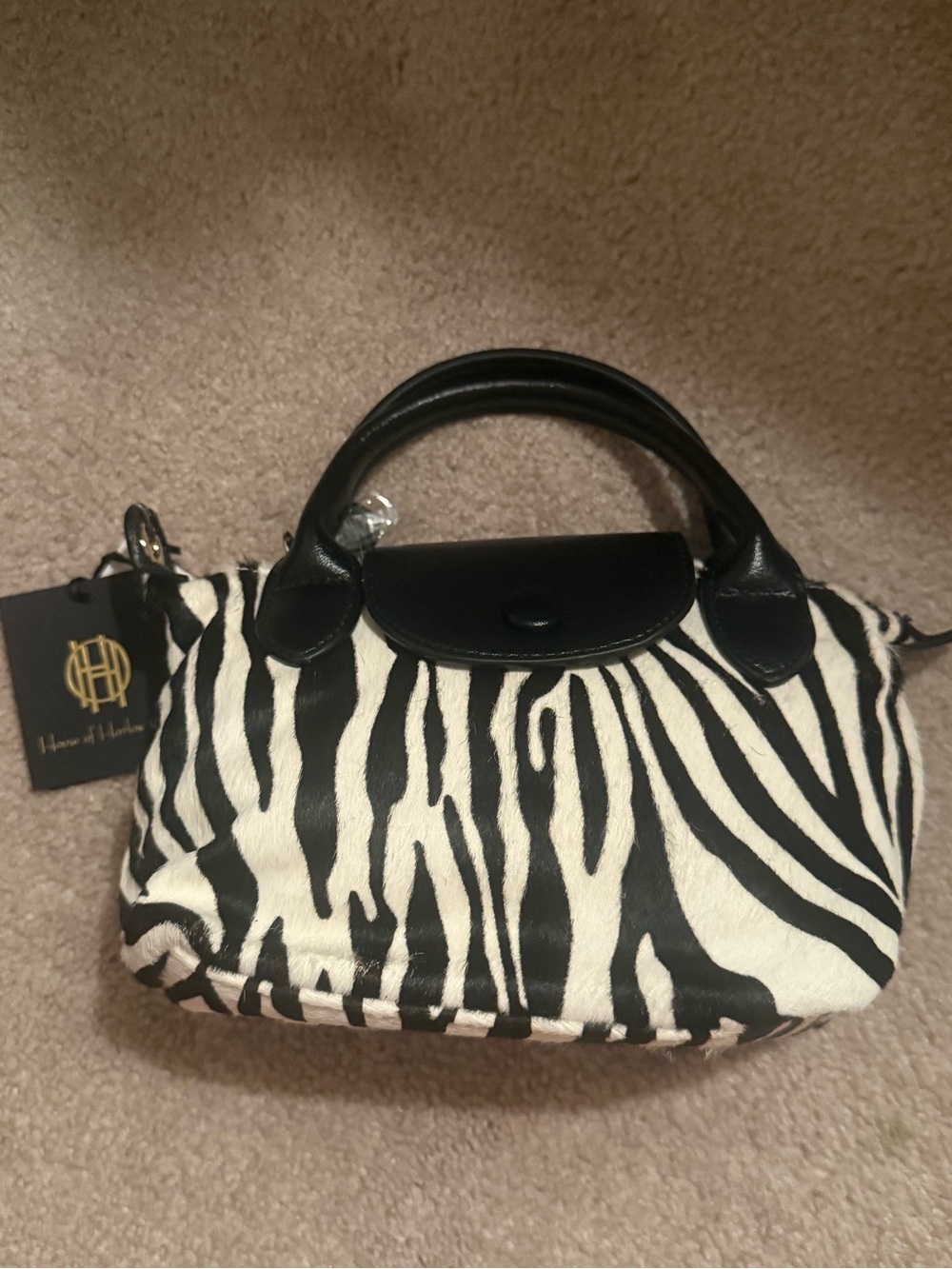 House of Harlow 1960 Black and White Zebra Mini Handbag